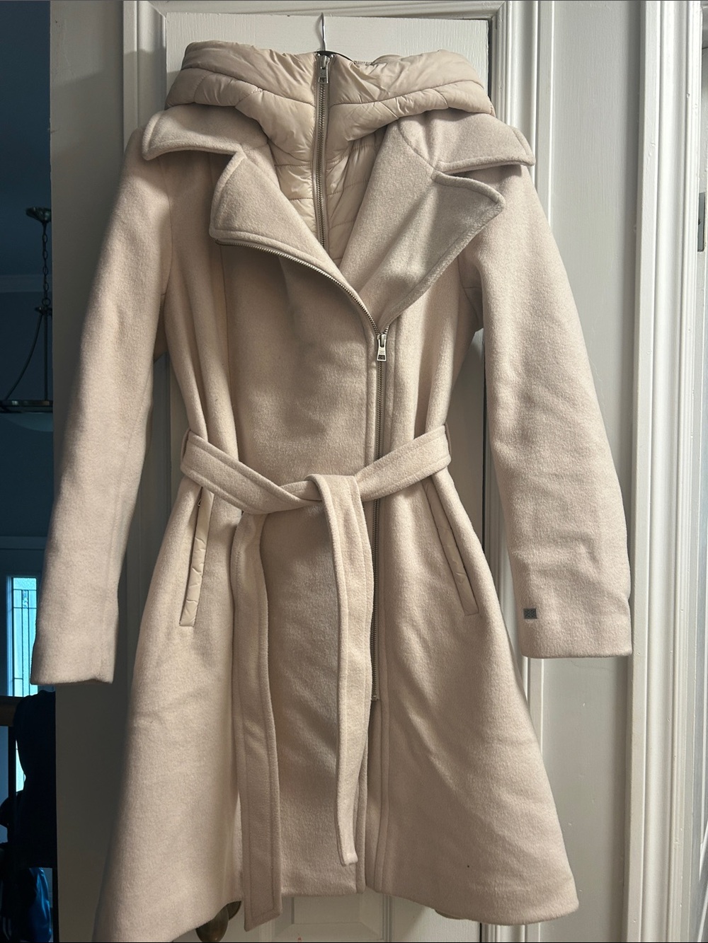 Soia & Kyo Wool Blend Coat with Removable Bib and Hood -L